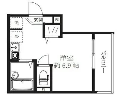 カーサ・リベルタ(ワンルーム/3階)の間取り写真