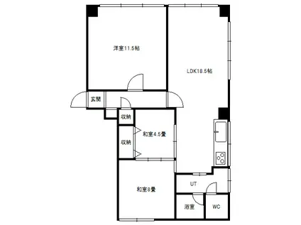 エビスビル(3LDK/2階)の間取り写真