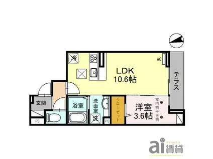 D-RESIDENCE仙波町(1LDK/1階)の間取り写真