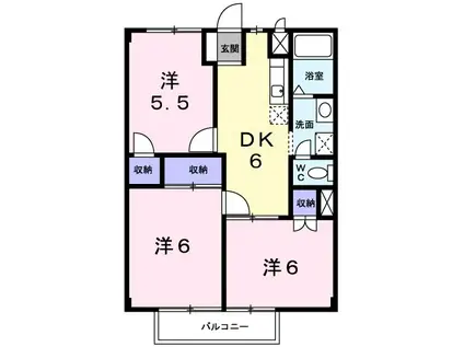 ニューシティ田中2(3DK/2階)の間取り写真