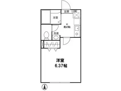 クレール上大岡弐番館(1K/1階)の間取り写真