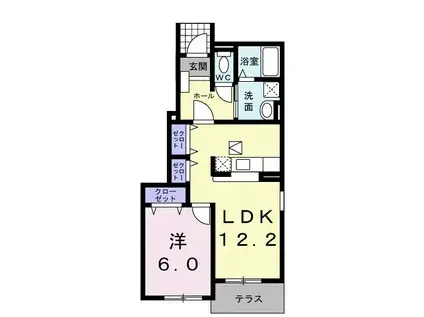 クレメント ハウス B(1LDK/1階)の間取り写真