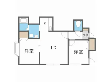 RSGRANDE山鼻(2LDK/1階)の間取り写真