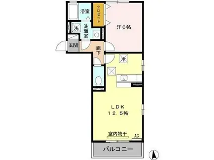 CASA・L B(1LDK/1階)の間取り写真