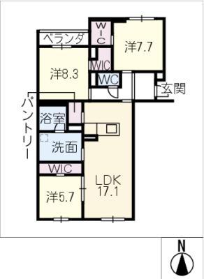 エバンジェリスト(3LDK/1階)の間取り写真