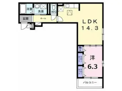 プレミアスペースII(1LDK/2階)の間取り写真