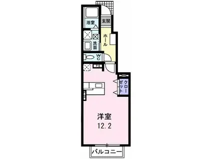 スターズ(ワンルーム/1階)の間取り写真