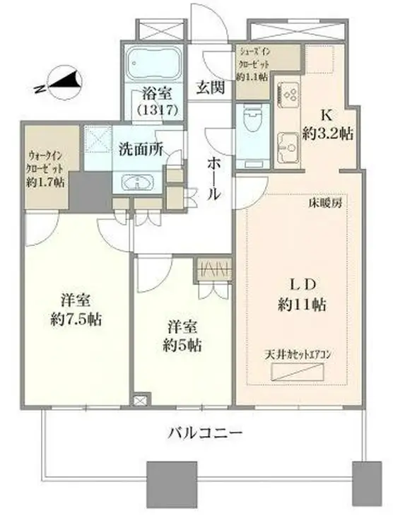 クレストプライムタワー芝 30階階 間取り