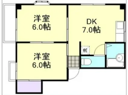 浦田コーポ(2DK/1階)の間取り写真