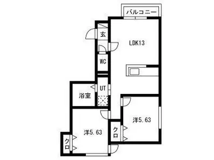 サンライズHTM III(2LDK/1階)の間取り写真