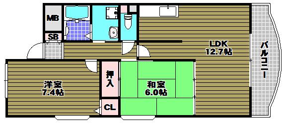 ホワイトロートス(2LDK/3階)の間取り写真