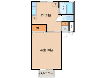 メゾンユーアイ(1DK/1階)の間取り写真