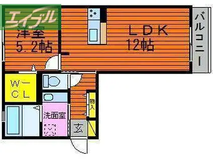 アヴァンスII(1LDK/1階)の間取り写真