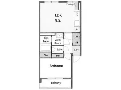 ときわ台ローヤルコーポ(1LDK/6階)の間取り写真