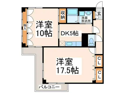 アローハイム紺屋(2DK/2階)の間取り写真