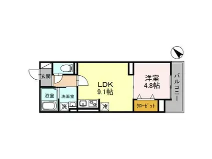 セレスティア白子 I(1LDK/3階)の間取り写真