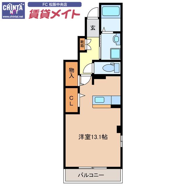 ベルシエロ C(ワンルーム/1階)の間取り写真