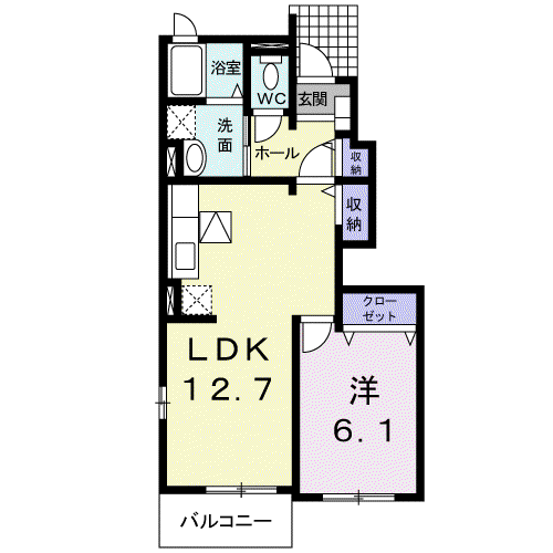 グリシーヌ D DK(2LDK/2階)の間取り写真