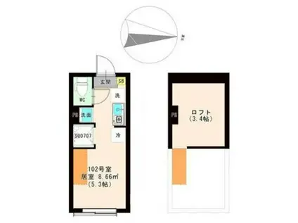 THE MARIS COURT 練馬(ワンルーム/1階)の間取り写真