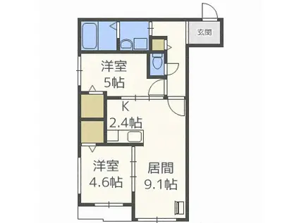 グランドサクセス琴似III(2LDK/5階)の間取り写真