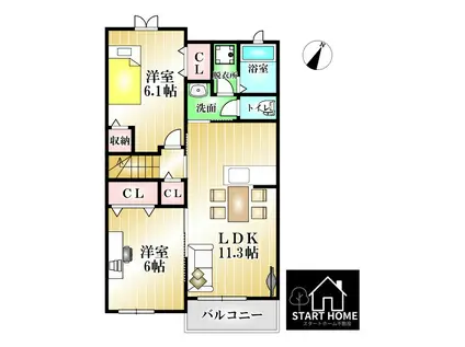 シェーン パラスト C(2LDK/2階)の間取り写真