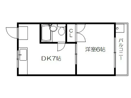アルカディア壬生(1DK/3階)の間取り写真
