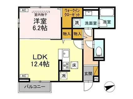 SUN-IRIS(1LDK/1階)の間取り写真