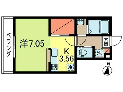 サットンプレイス・椿原(1K/2階)の間取り写真