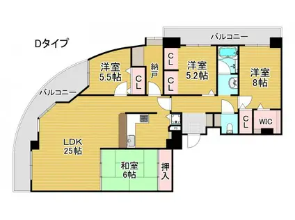 フェルザ住之江公園(4LDK/15階)の間取り写真
