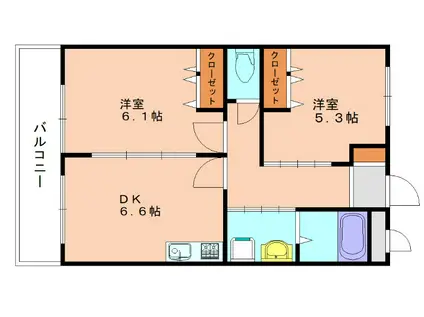 パークサイド小糸江I(2DK/2階)の間取り写真