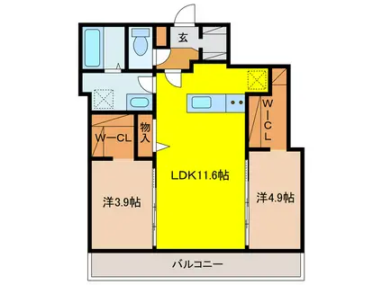 ERFOLG千歳春日町(2LDK/3階)の間取り写真