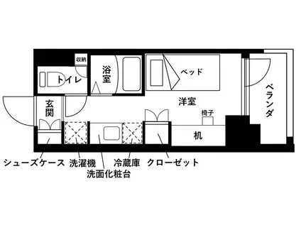 KDXレジデンス津田沼III(ワンルーム/6階)の間取り写真