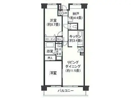 セラビーヌーベル(2SLDK/1階)の間取り写真