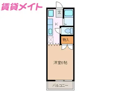 パティオ西山C棟(1K/1階)の間取り写真