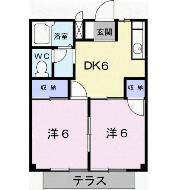 シティハイツ中丸(2DK/1階)の間取り写真