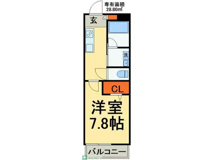 レオ四拾八番館(1K/3階)の間取り写真