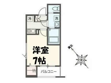 MELLAS大袋(1K/1階)の間取り写真