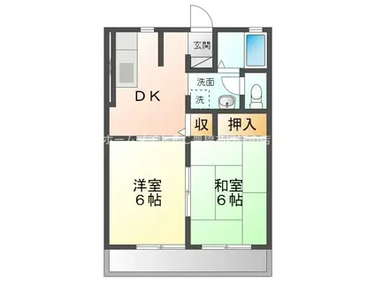 ユトリロ牟呂水神(2DK/2階)の間取り写真