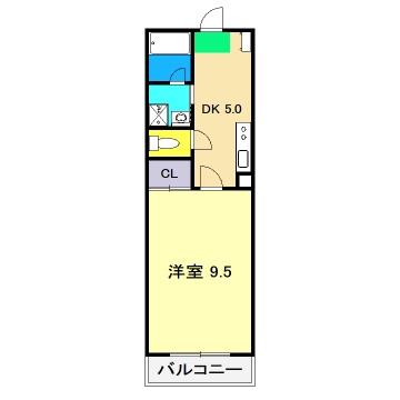 ライトベア(1DK/2階)の間取り写真