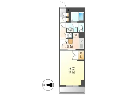 A-WING(1K/2階)の間取り写真