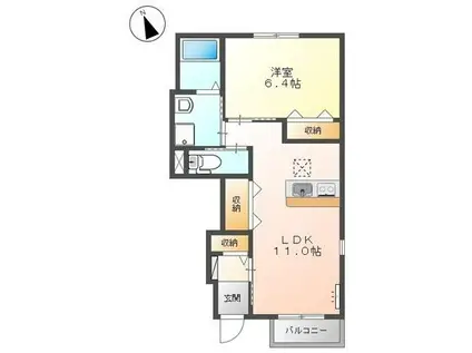 VOGUE(1LDK/1階)の間取り写真