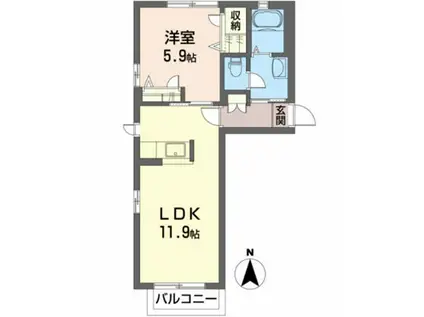 シュシュ(1LDK/2階)の間取り写真