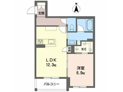 リヴィエール富沢(1LDK/4階)の間取り写真