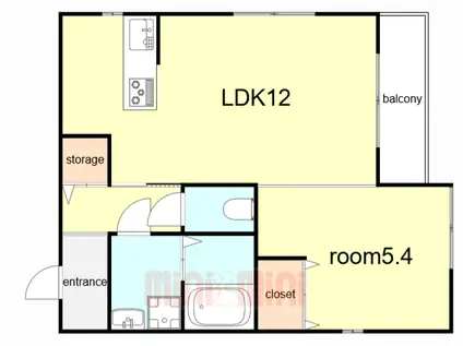 MAISON LUMIERE(1LDK/2階)の間取り写真