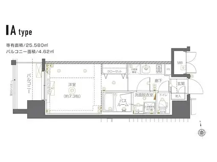 ZOOM王子神谷(1K/2階)の間取り写真