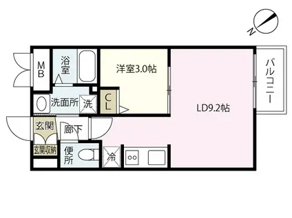 F・R II(1LDK/1階)の間取り写真