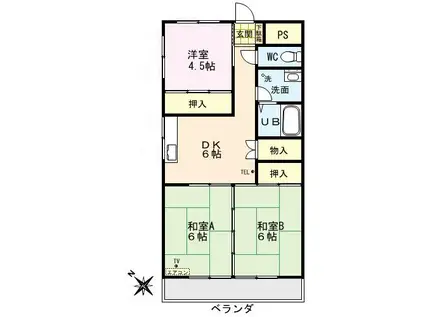 ハイツ不動上平井(3DK/2階)の間取り写真