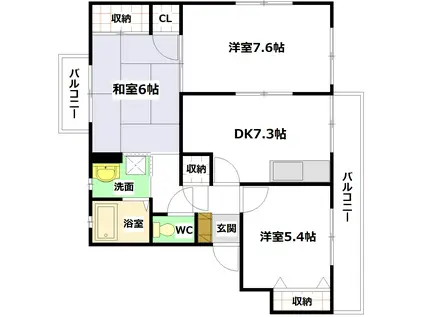 セントリーブル海田(3DK/2階)の間取り写真
