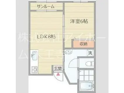 OLA COURT西田辺チュリス西田辺(1LDK/3階)の間取り写真