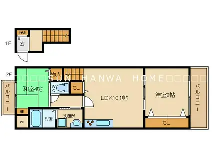 グリーンコートⅡ番館(2LDK/2階)の間取り写真